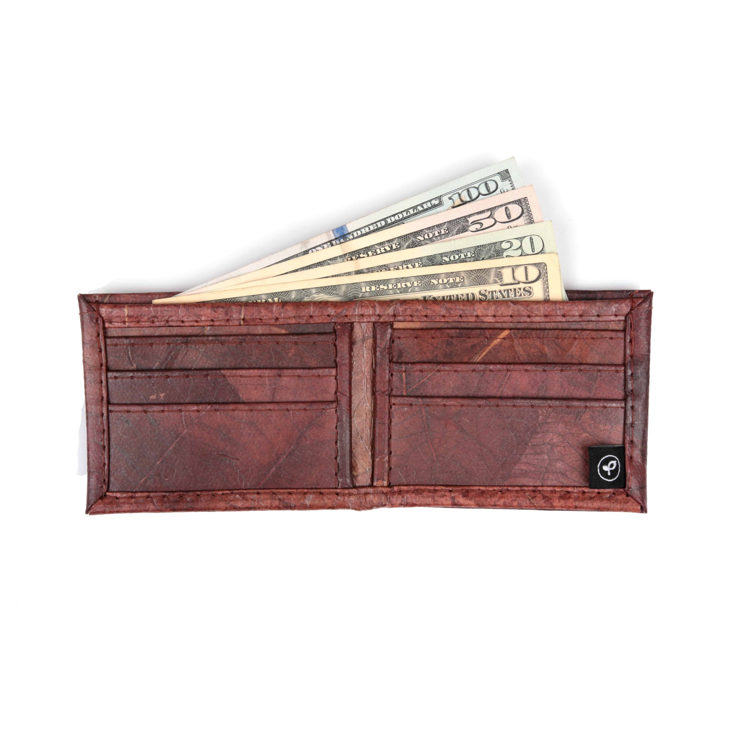 Brown Vegan Leather Bifold Wallet Faux Leather Plant Based Leather Wallet Leather Alternative