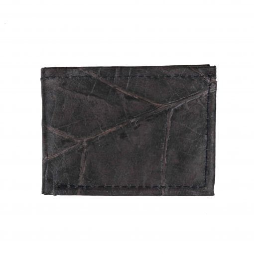 Black Vegan Leather Bifold Wallet Faux Leather Plant Based Leather Wallet Leather Alternative