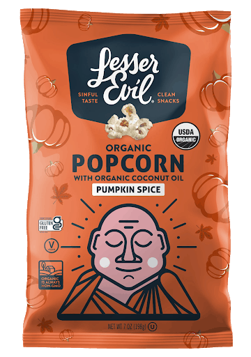 lesser evil pumpkin spice vegan popcorn vegan pumpkin spice products