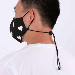 Black and White Heart Patterned Adjustable Face Masks